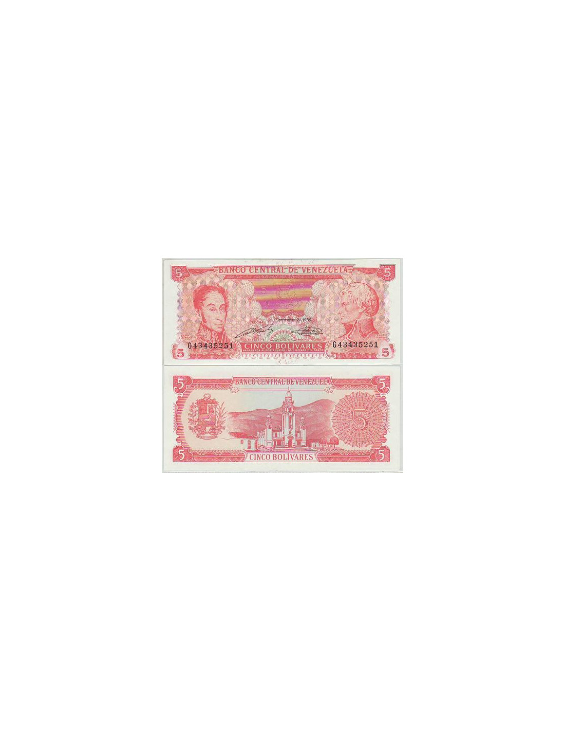 Venezuela - 1989 - Billetes circulación ext. - Nº 00070b - SC/UNC - 5 ...